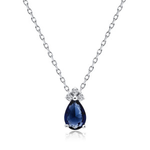 Lantisor argint cu pandantiv cu piatra albastra DiAmanti Z1908NR_BL-DIA (Argint 925‰ 1,9 g.)